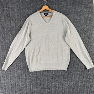 Lands End Sweater Mens L Cotton‎ Knit V-Neck Pullover Preppy Minimalist Tradcore